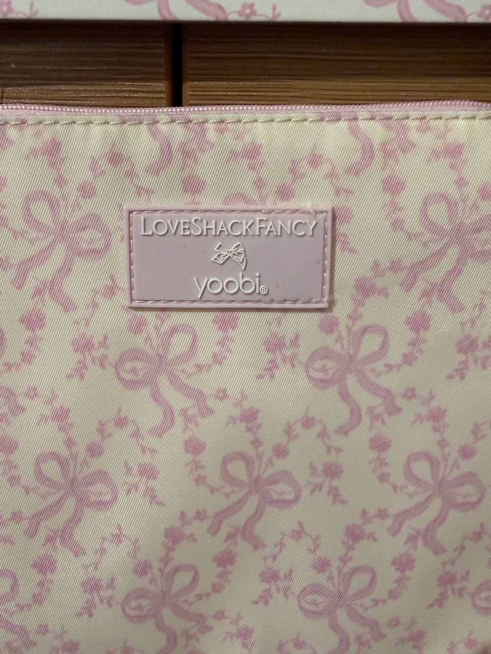 LoveShackFancy Yoobi Coquette Bow Ruffle Accessory Pouch - Picture 2 of 5